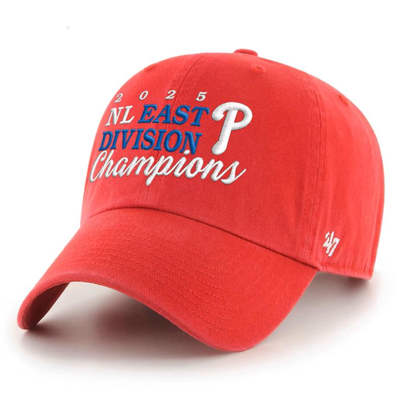 '47 Philadelphia Phillies Red 2025 NL East Division Champions Clean Up Adjustable Hat