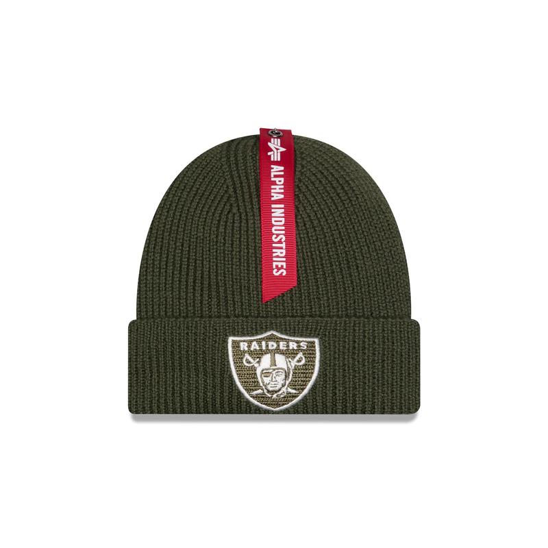Alpha Industries x Las Vegas Raiders Olive Green Cuff Knit Hat