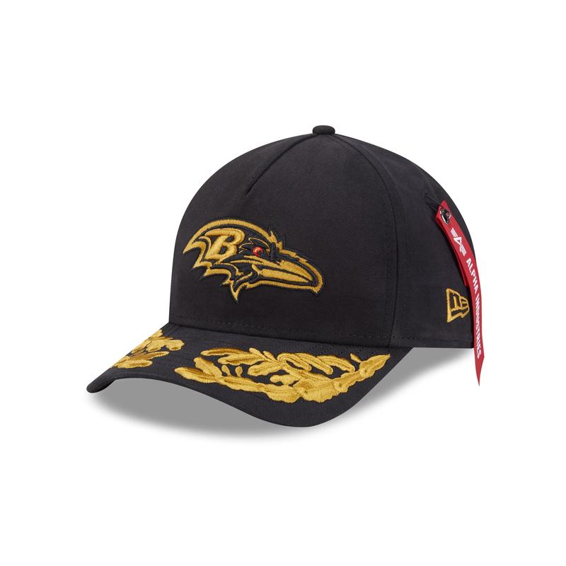 Alpha Industries x Baltimore Ravens Black 9FORTY M-Crown A-Frame Snapback Hat