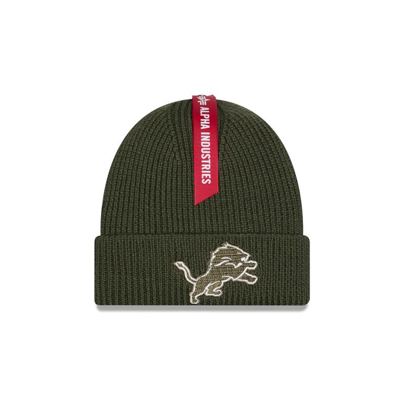 Alpha Industries x Detroit Lions Olive Green Cuff Knit Hat