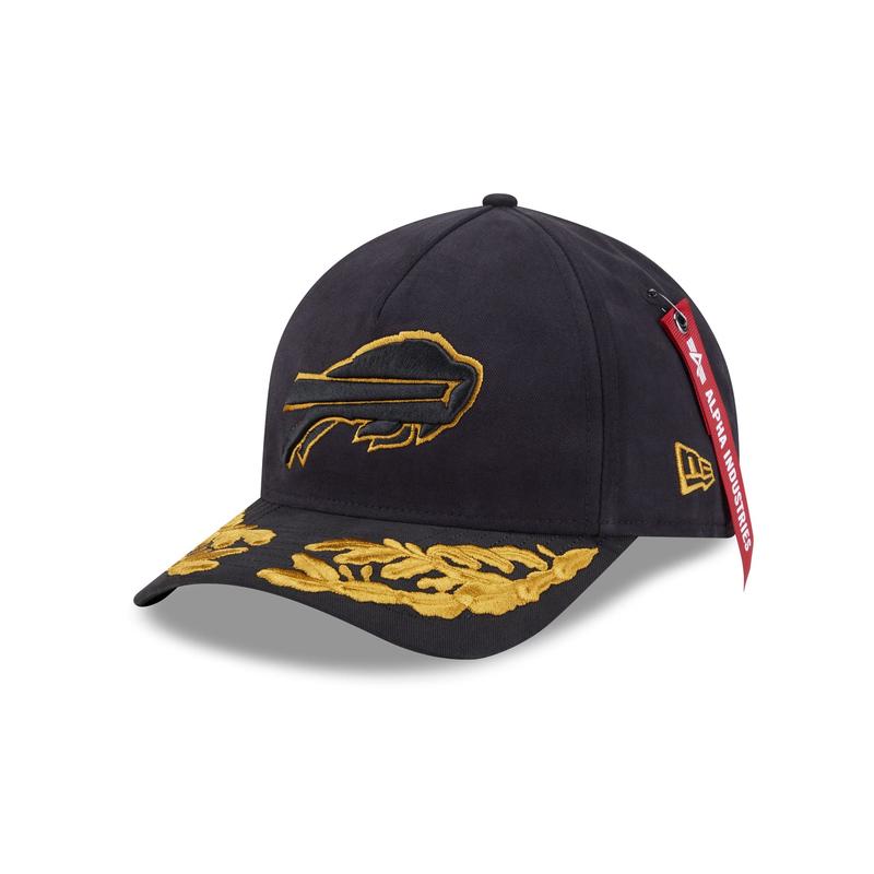 Alpha Industries x Buffalo Bills Black 9FORTY M-Crown A-Frame Snapback Hat