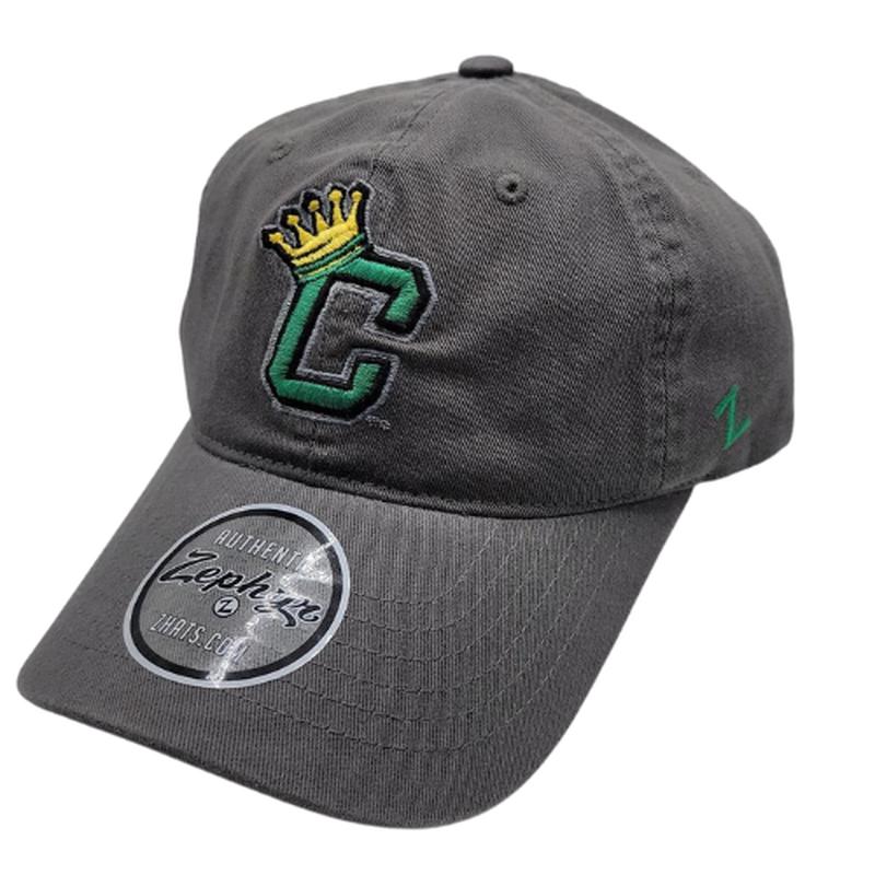 Zephyr Velcro Adjustable Washed Med Gray C CROWN Logo Cap