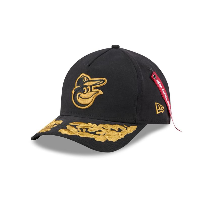 Alpha Industries x Baltimore Orioles Black 9FORTY M-Crown A-Frame Snapback Hat