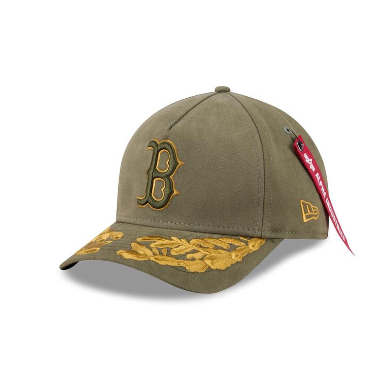 Alpha Industries x Boston Red Sox Olive Green 9FORTY M-Crown A-Frame Snapback Hat