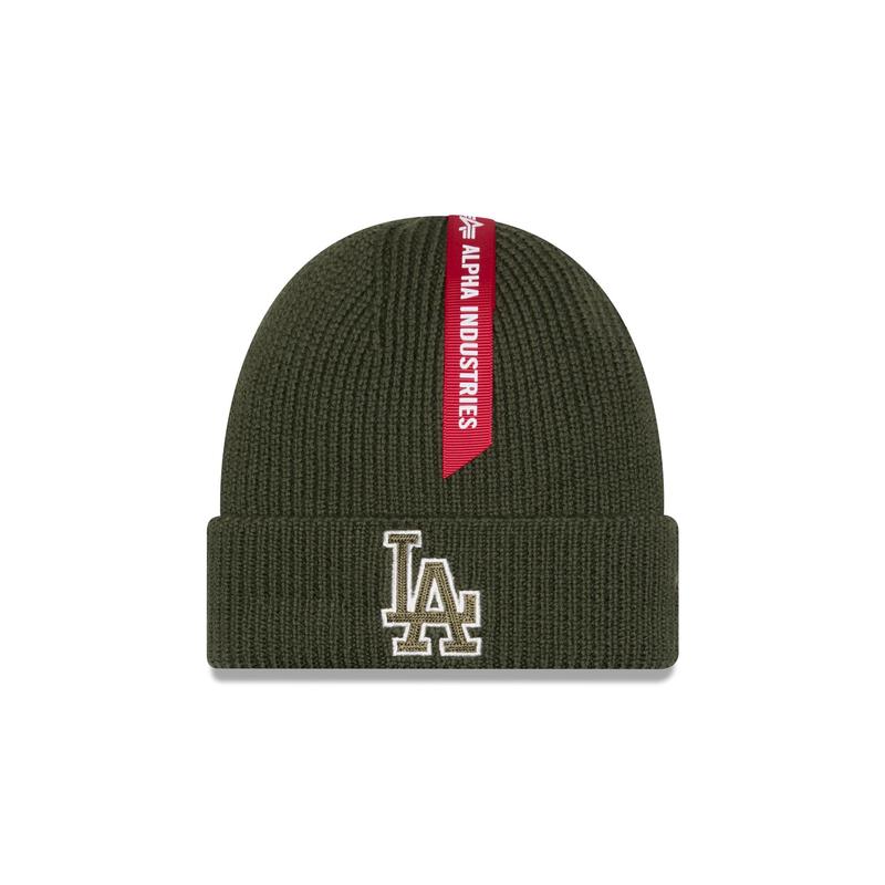 Alpha Industries x Los Angeles Dodgers Olive Green Cuff Knit Hat